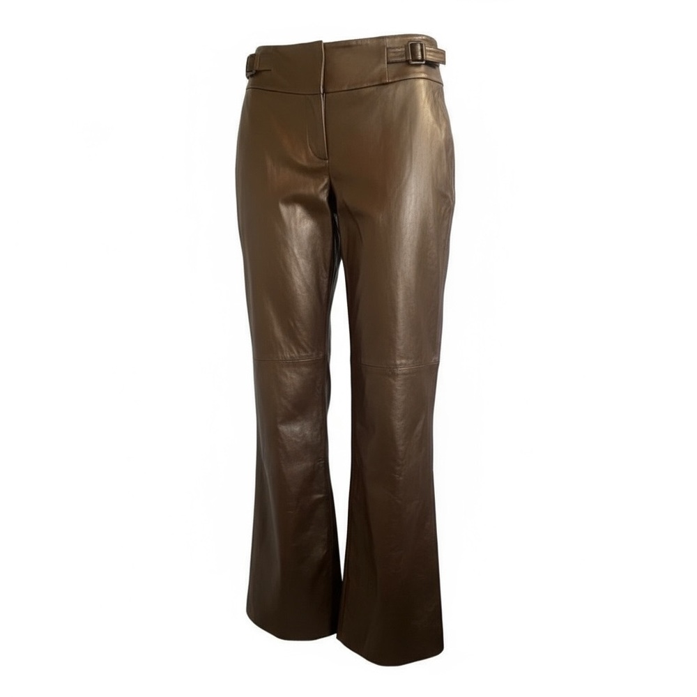 Cache Leather pants Bonze Gold  jeans size 12 Vintage Nwt